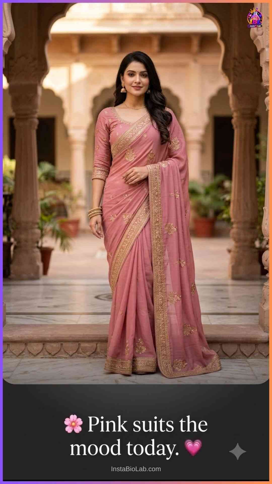 Pink Saree Captions For Instagram​